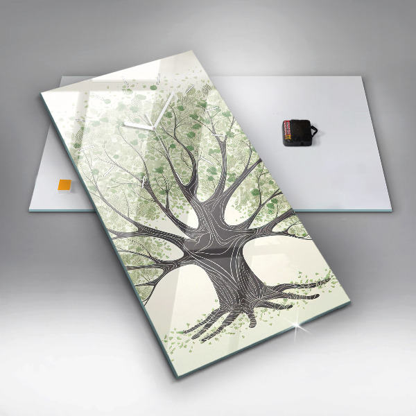 Modern vertical wall clock Big tree nature