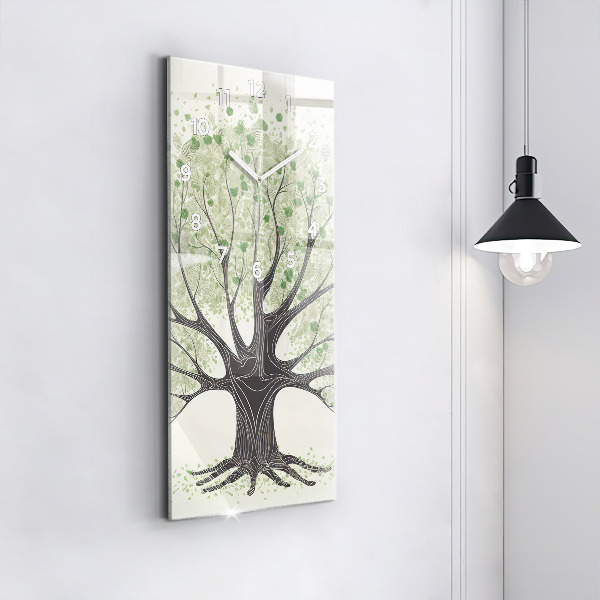 Modern vertical wall clock Big tree nature