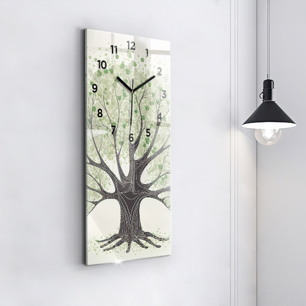 Modern vertical wall clock Big tree nature