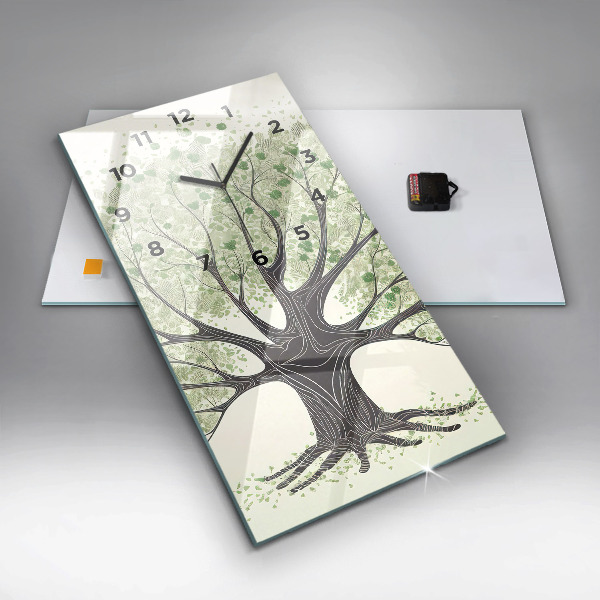 Modern vertical wall clock Big tree nature