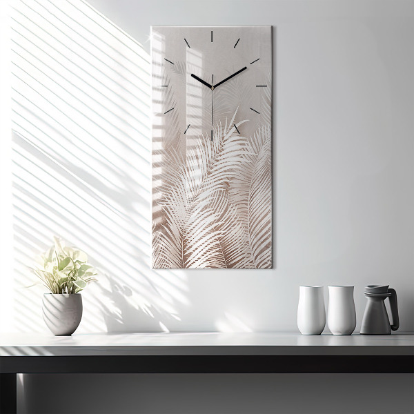 Modern vertical wall clock Tropical boho leaves