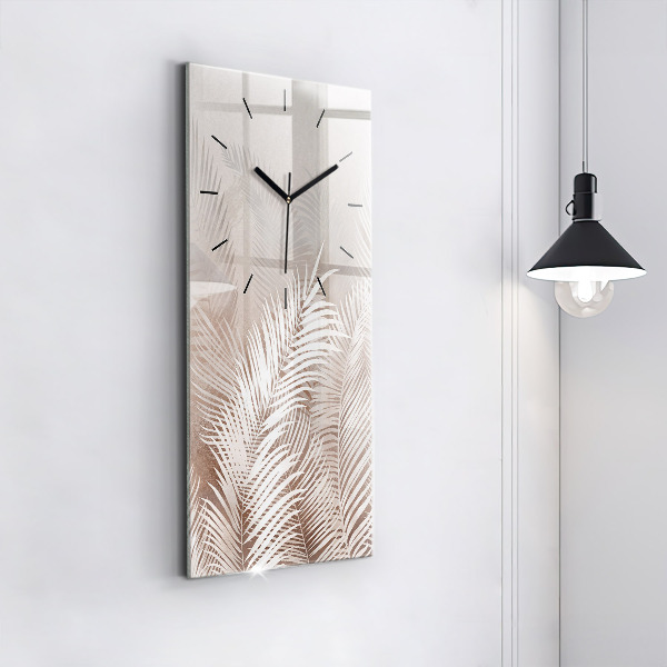 Modern vertical wall clock Tropical boho leaves