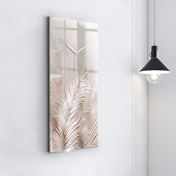 Modern vertical wall clock Tropical boho leaves