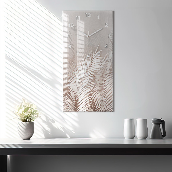 Modern vertical wall clock Tropical boho leaves