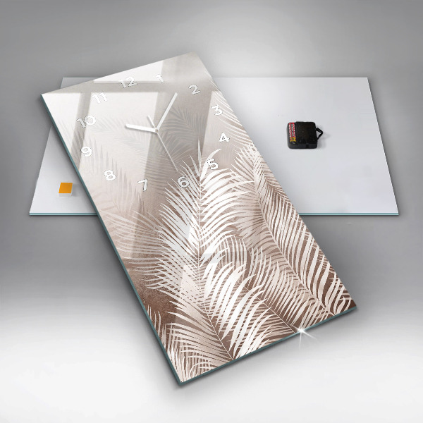 Modern vertical wall clock Tropical boho leaves