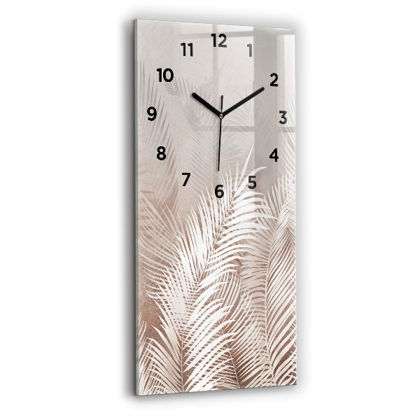 Modern vertical wall clock Tropical boho leaves