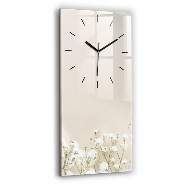 Modern vertical wall clock Blooming gypsophila flowers