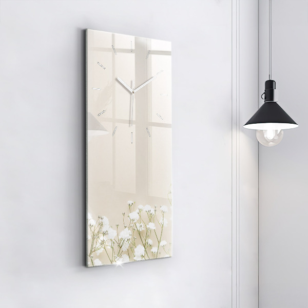 Modern vertical wall clock Blooming gypsophila flowers