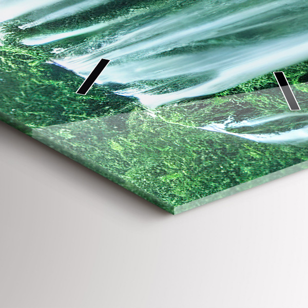 Modern vertical wall clock Waterfall among the moss