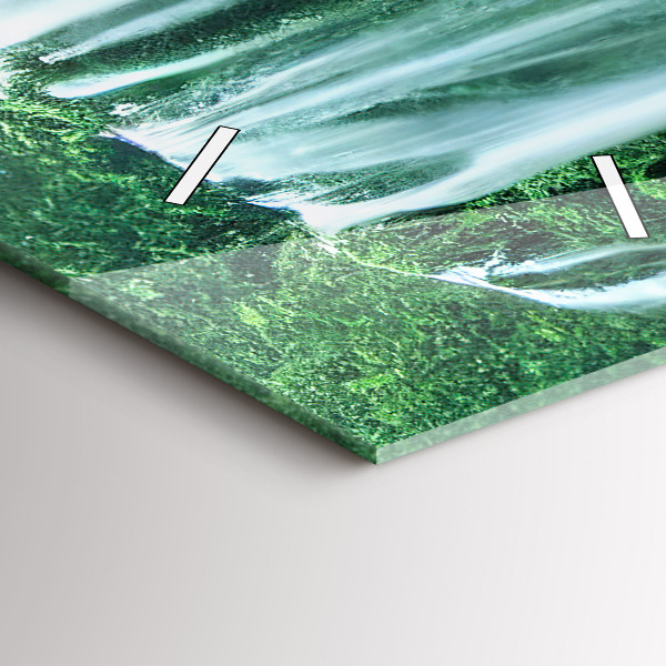 Modern vertical wall clock Waterfall among the moss