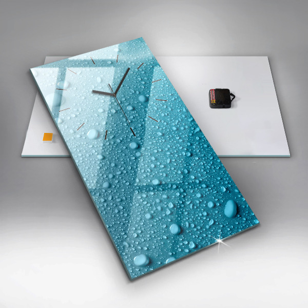 Modern vertical wall clock Water drops on glass