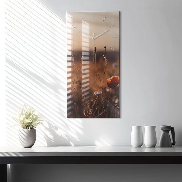 Modern vertical wall clock Field sunrise