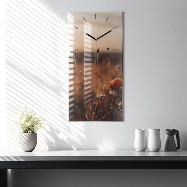 Modern vertical wall clock Field sunrise