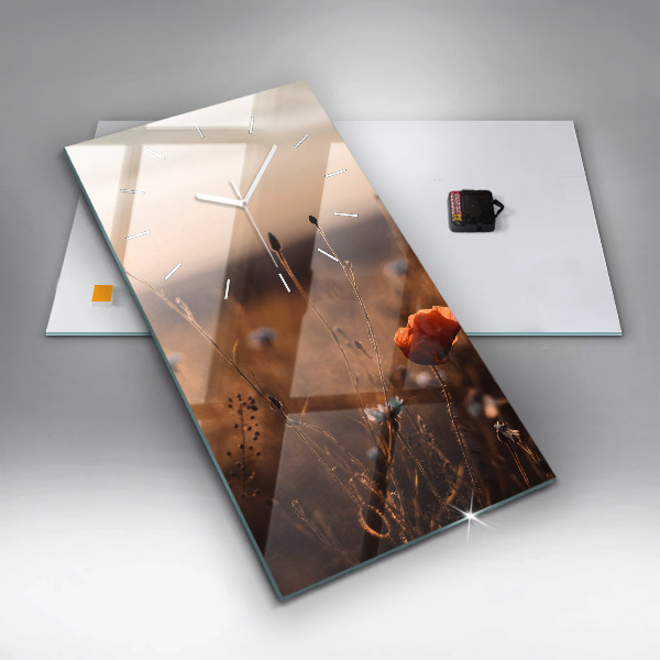 Modern vertical wall clock Field sunrise