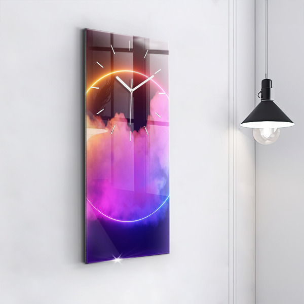 Modern vertical wall clock 3D smoke abstract