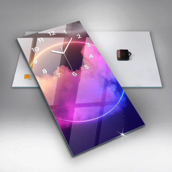 Modern vertical wall clock 3D smoke abstract