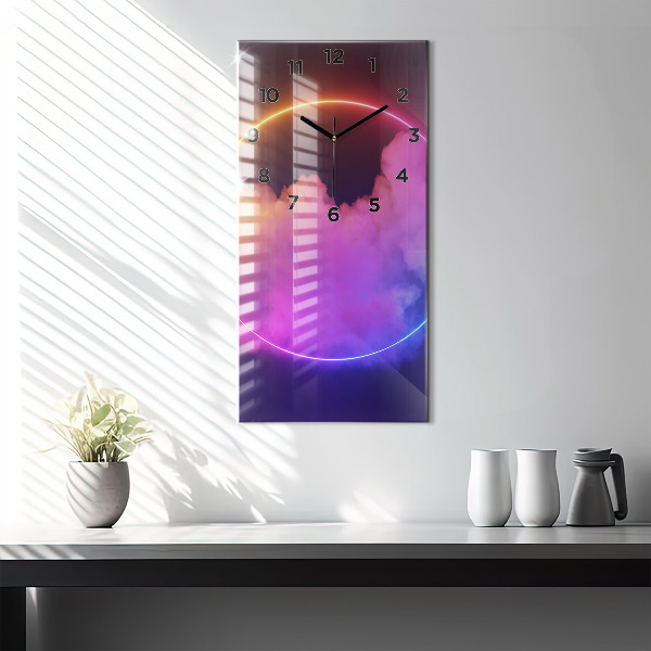 Modern vertical wall clock 3D smoke abstract