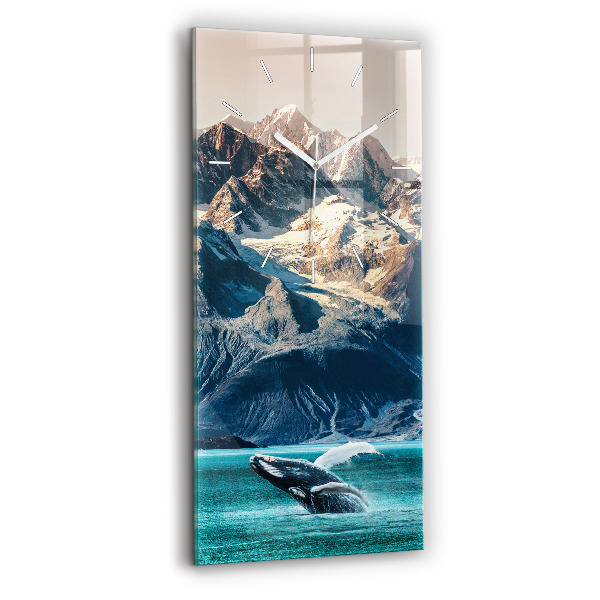 Modern vertical wall clock Whale water