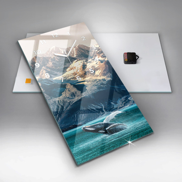 Modern vertical wall clock Whale water