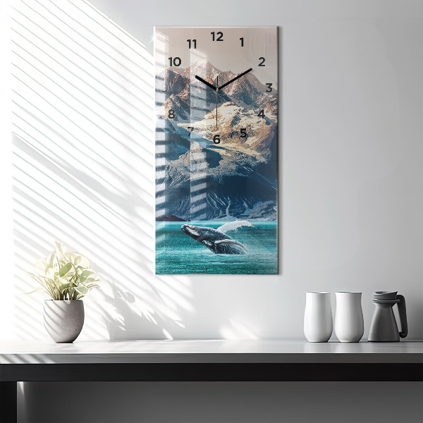 Modern vertical wall clock Whale water