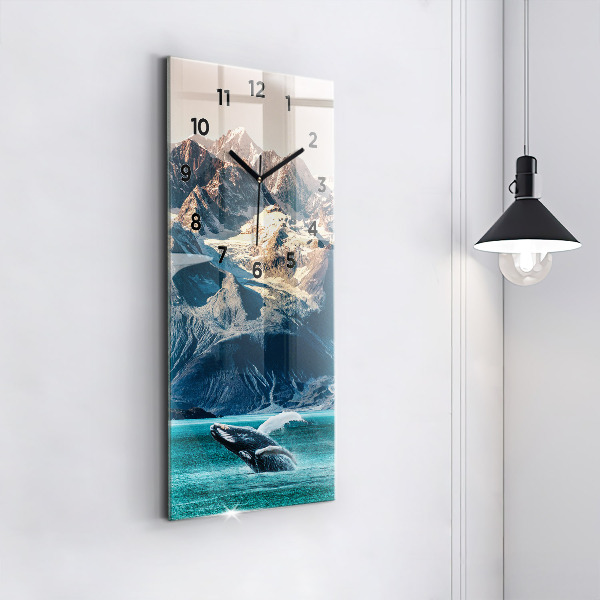Modern vertical wall clock Whale water