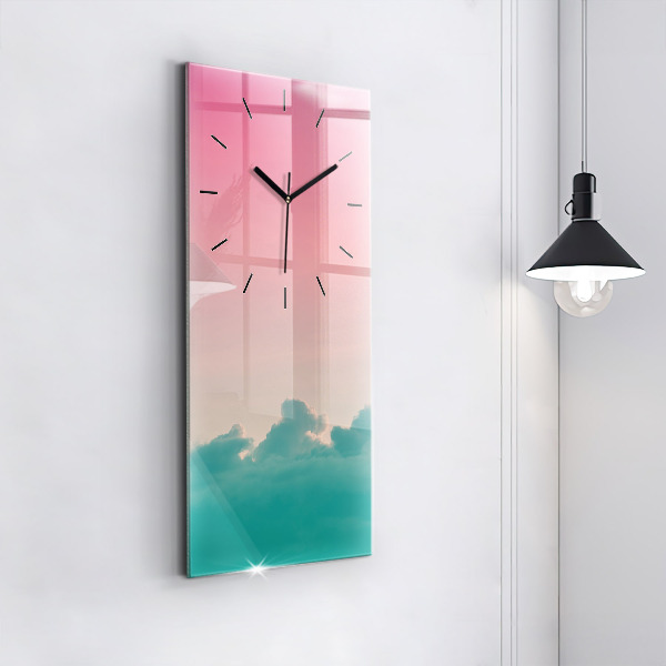 Modern vertical wall clock Sky and mountain gradient