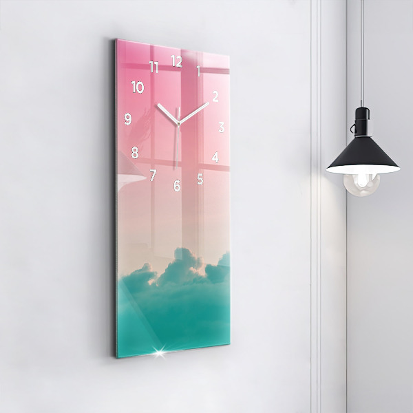 Modern vertical wall clock Sky and mountain gradient