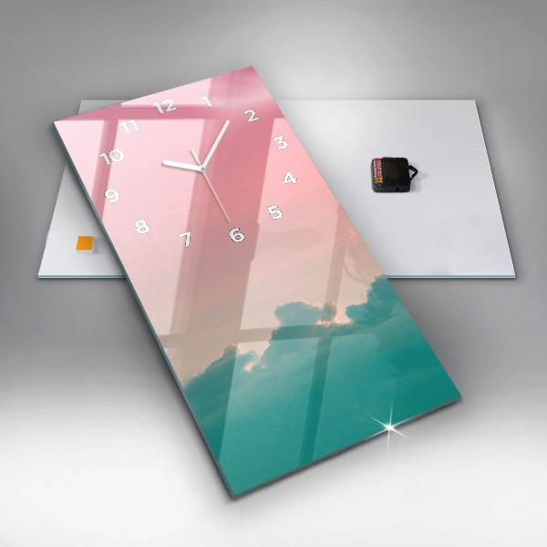 Modern vertical wall clock Sky and mountain gradient