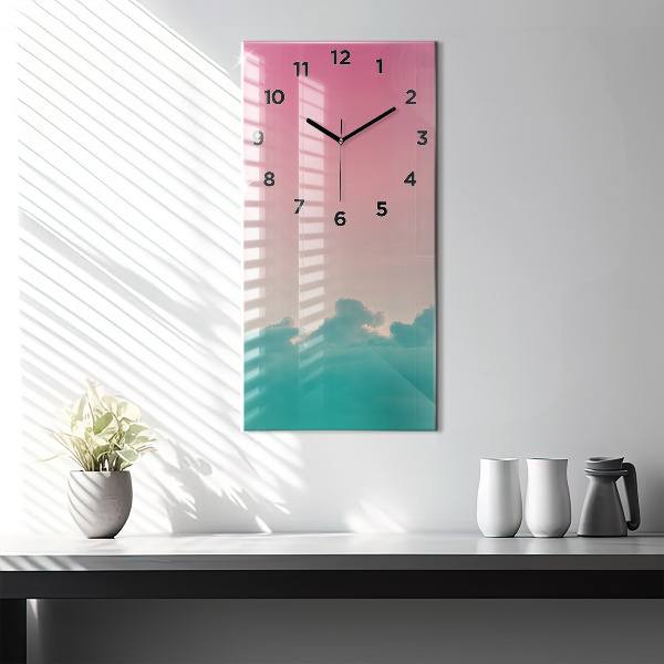 Modern vertical wall clock Sky and mountain gradient