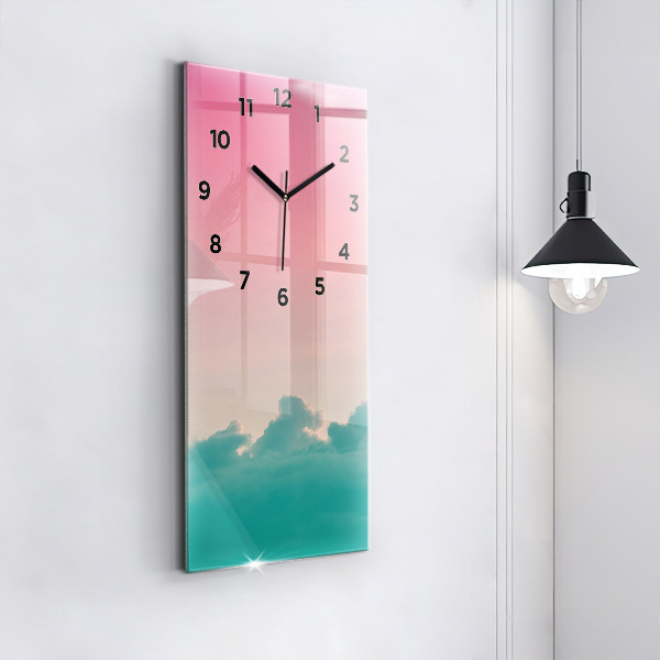 Modern vertical wall clock Sky and mountain gradient