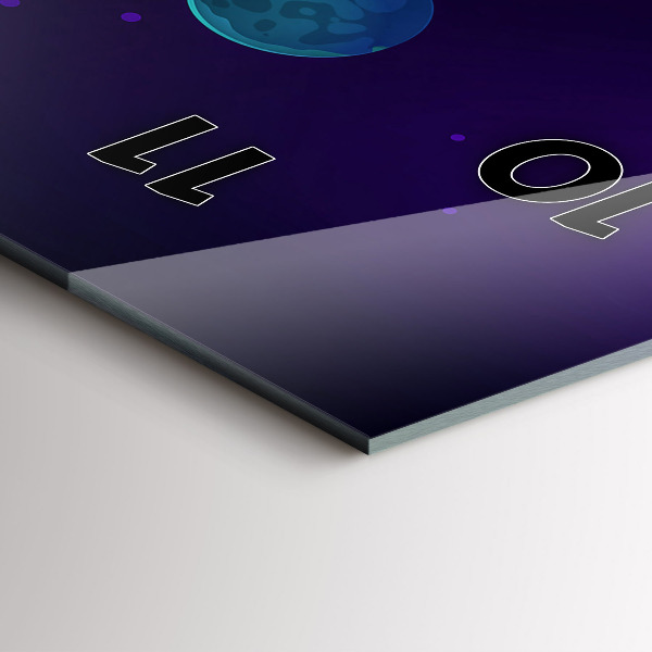 Modern vertical wall clock Planets galaxy