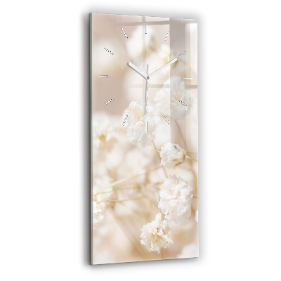 Modern vertical wall clock Small white flowers