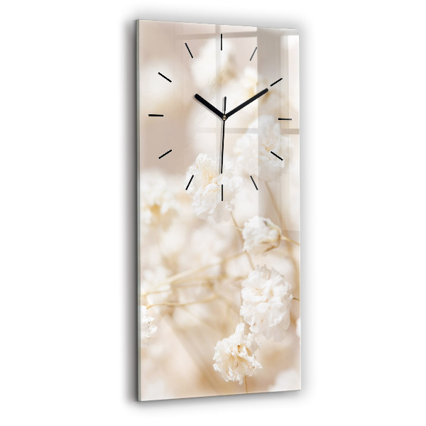 Modern vertical wall clock Small white flowers