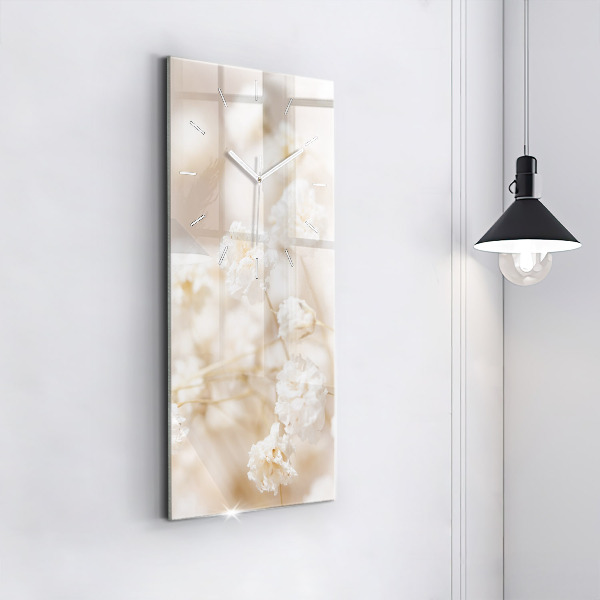 Modern vertical wall clock Small white flowers