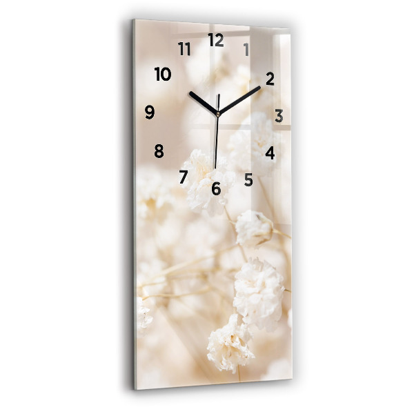 Modern vertical wall clock Small white flowers