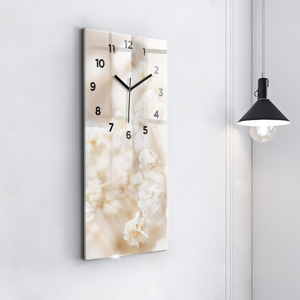 Modern vertical wall clock Small white flowers