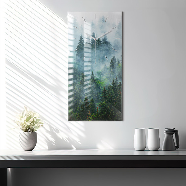Modern vertical wall clock Misty forest
