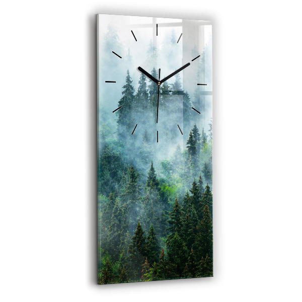 Modern vertical wall clock Misty forest