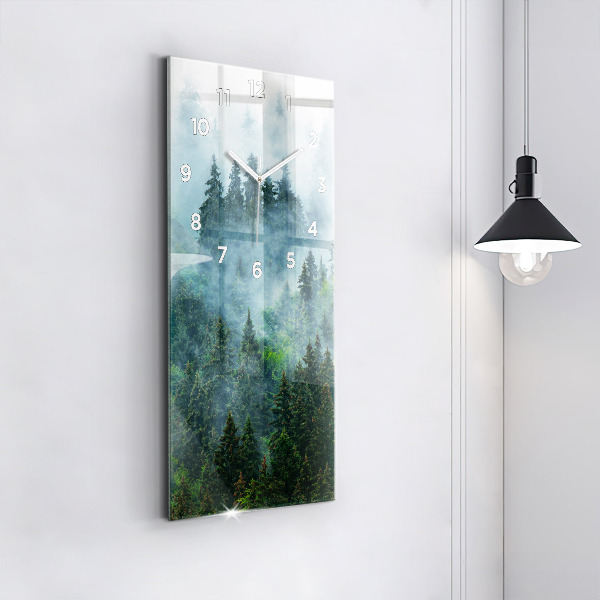 Modern vertical wall clock Misty forest