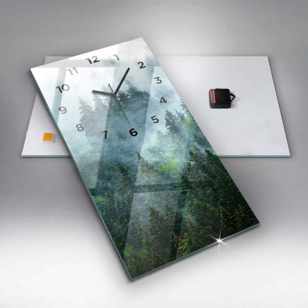 Modern vertical wall clock Misty forest