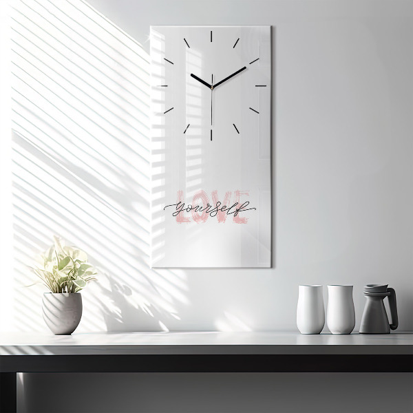 Modern vertical wall clock The inscription Love yourself