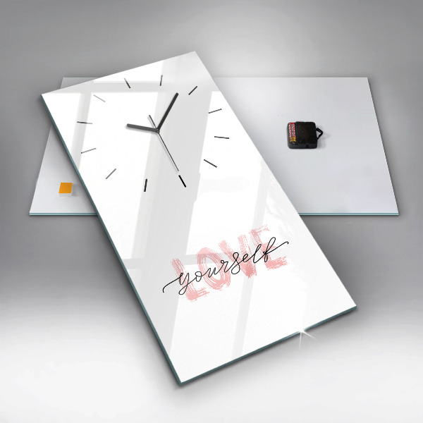 Modern vertical wall clock The inscription Love yourself