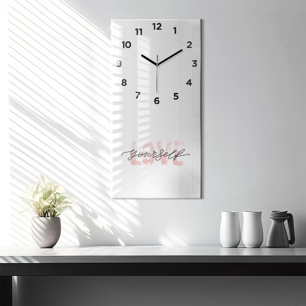 Modern vertical wall clock The inscription Love yourself