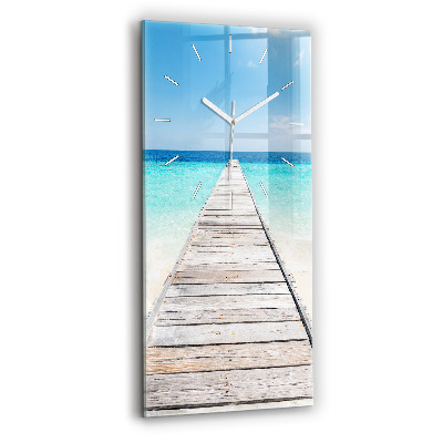Modern vertical wall clock Tropical island
