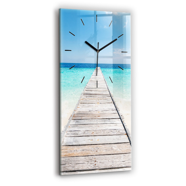 Modern vertical wall clock Tropical island