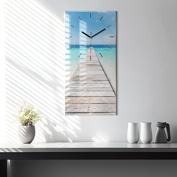 Modern vertical wall clock Tropical island