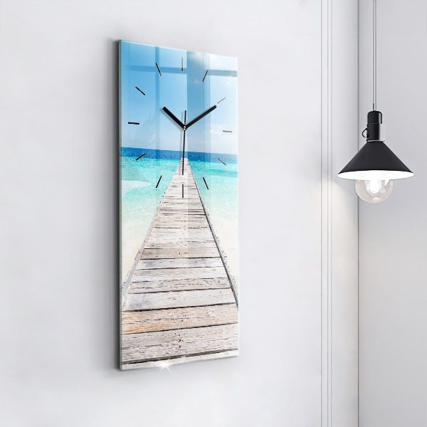 Modern vertical wall clock Tropical island