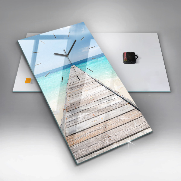 Modern vertical wall clock Tropical island