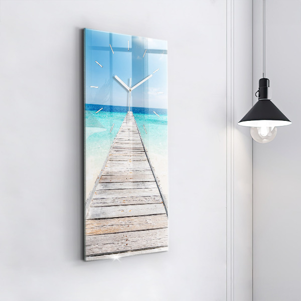 Modern vertical wall clock Tropical island