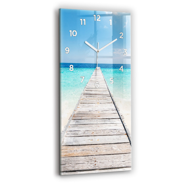 Modern vertical wall clock Tropical island